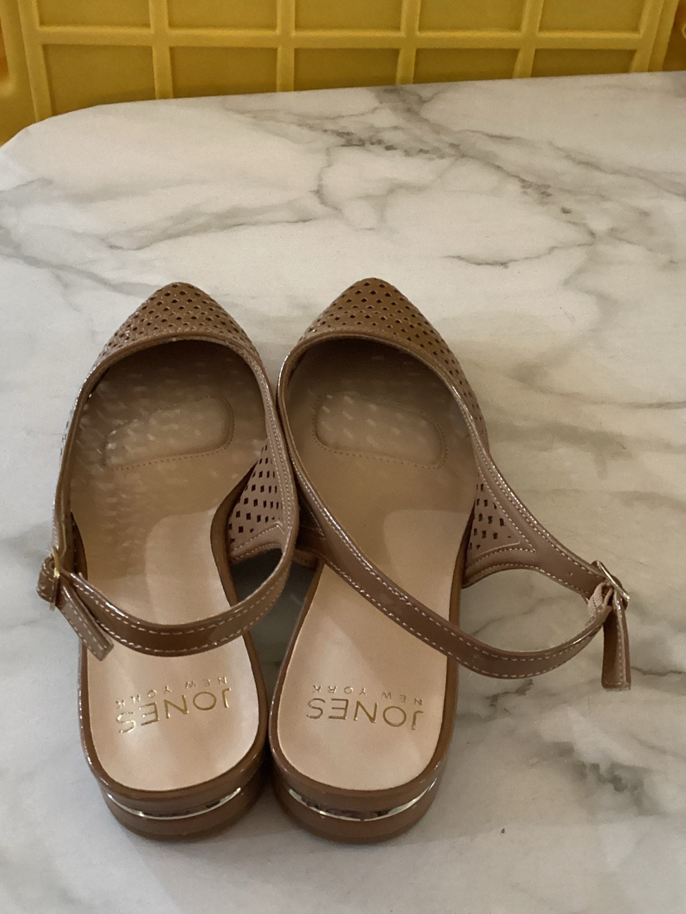 Jones New York Women's Light Brown Perforated Slingback Flats